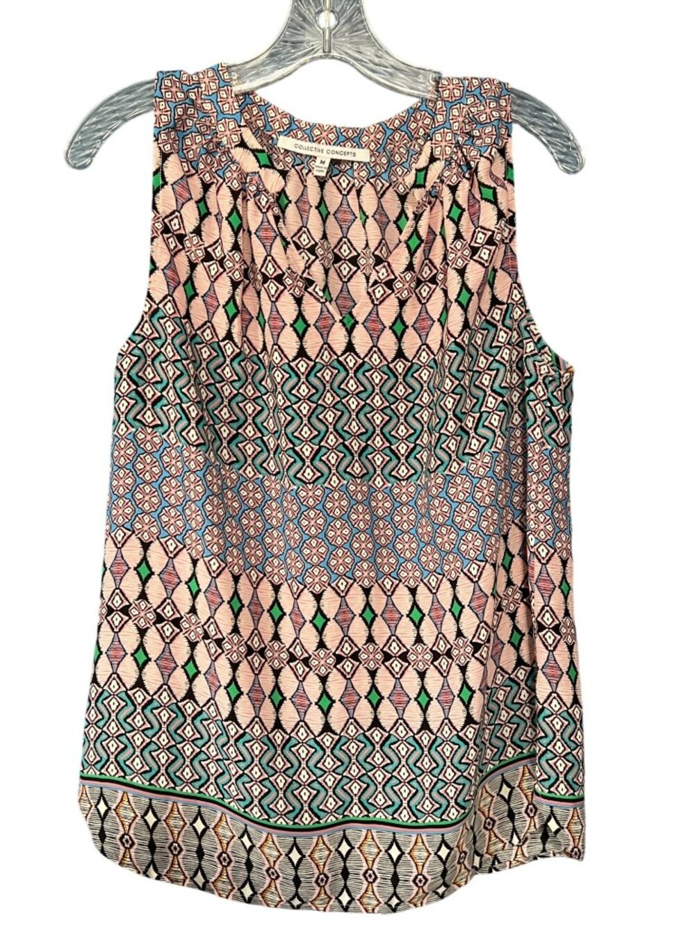 Boho Print Blouse Size M Pink/Green